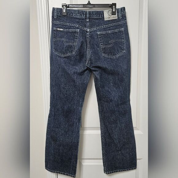 VTG Crest Jeans Junior 15/16 (32x29) Blue Silver Metallic Horse Bootcut Mid-Rise - Picture 10 of 13